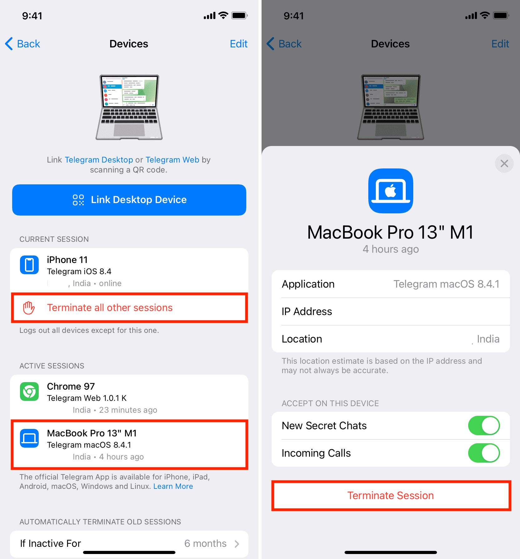 在 Mac、PC 或 Web 上终止 Telegram 会话-Telegram官网下载